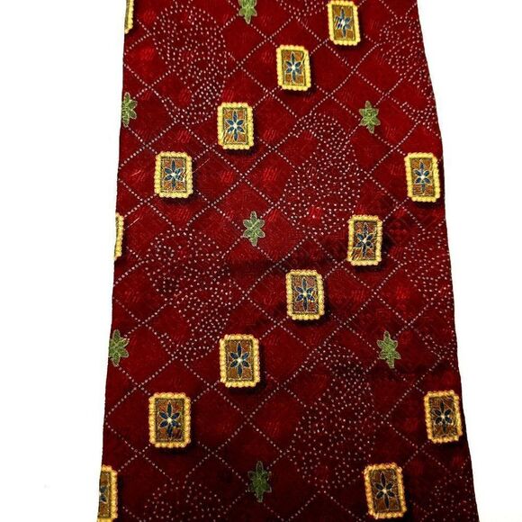Nautica Silk Tie Print Abstract Red Short Wide‎ - Picture 2 of 6